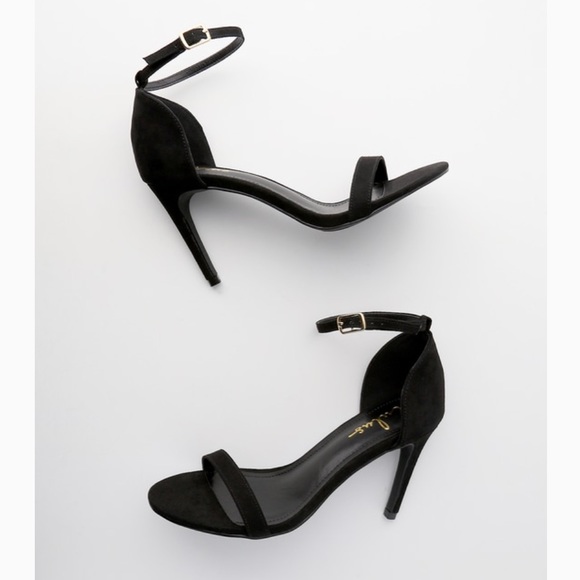 LULUS Ana Black Suede Ankle Strap Stiletto Heels - Picture 2 of 4